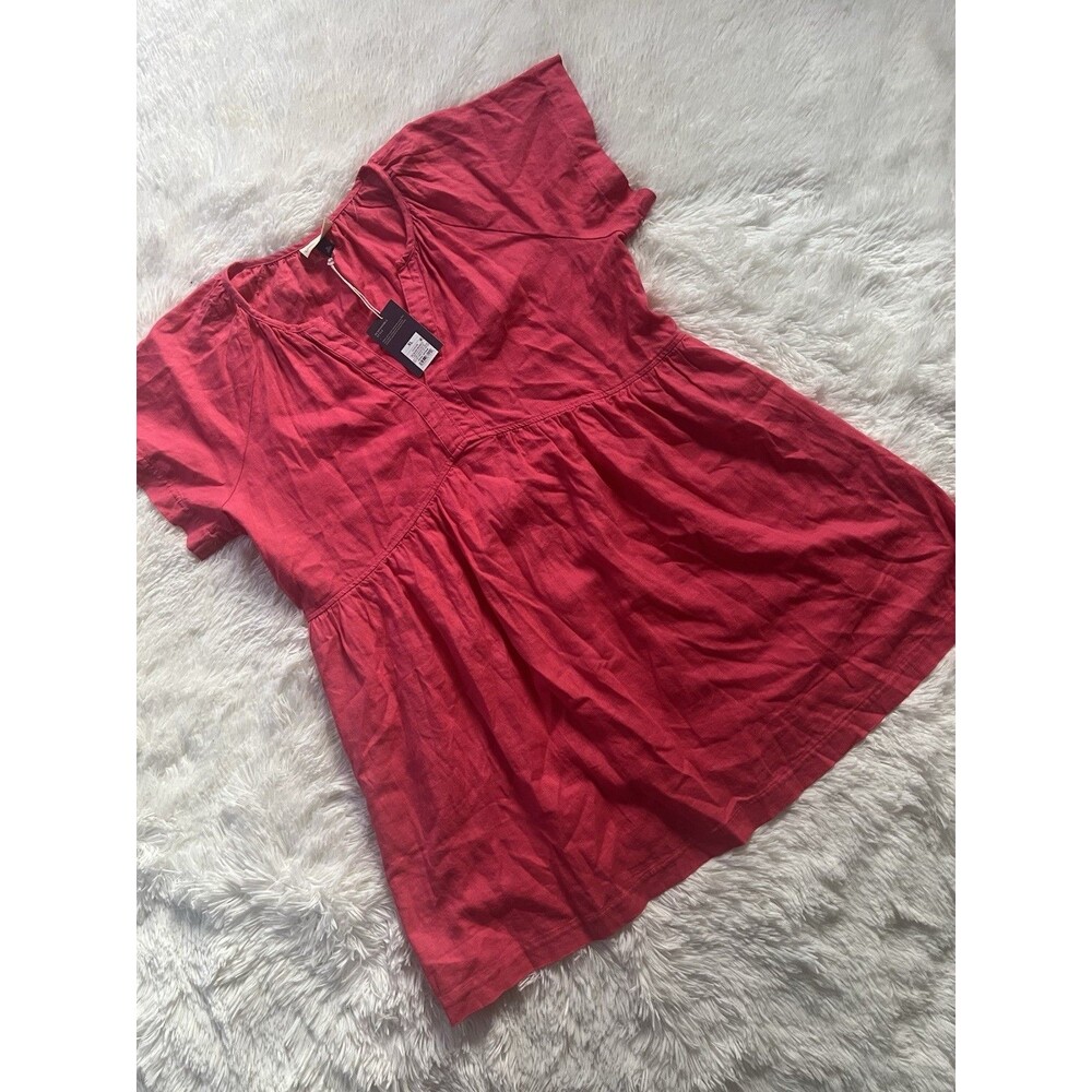 NWT Universal Thread Linen Blend Babydoll Top XL Pink Short Sleeve V-Neck